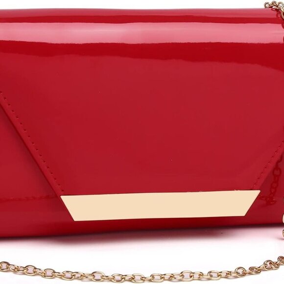 Patent Leather Envelope Clutch Womens Evening Handbag Stylish Shoulder Bag Purse - Picture 2 of 9